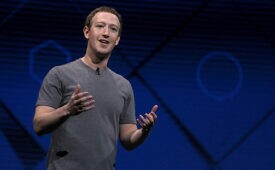 SAN JOSE, CA - APRIL 18: Facebook CEO Mark Zuckerberg delivers the keynote address at Facebook's F8 Developer Conference on April 18, 2017 at McEnery Convention Center in San Jose, California. The conference will explore Facebook's new technology initiatives and products. (Photo by Justin Sullivan/Getty Images)