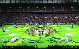 MOSCOW, RUSSIA - JUNE 14: General view inside the stadium during the opening ceremony prior to the 2018 FIFA World Cup Russia Group A match between Russia and Saudi Arabia at Luzhniki Stadium on June 14, 2018 in Moscow, Russia. (Photo by Clive Rose/Getty Images)